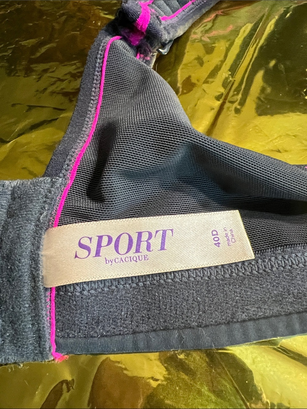 Cacique Black Sports Bra with Pink Trim - Picture 3 of 3